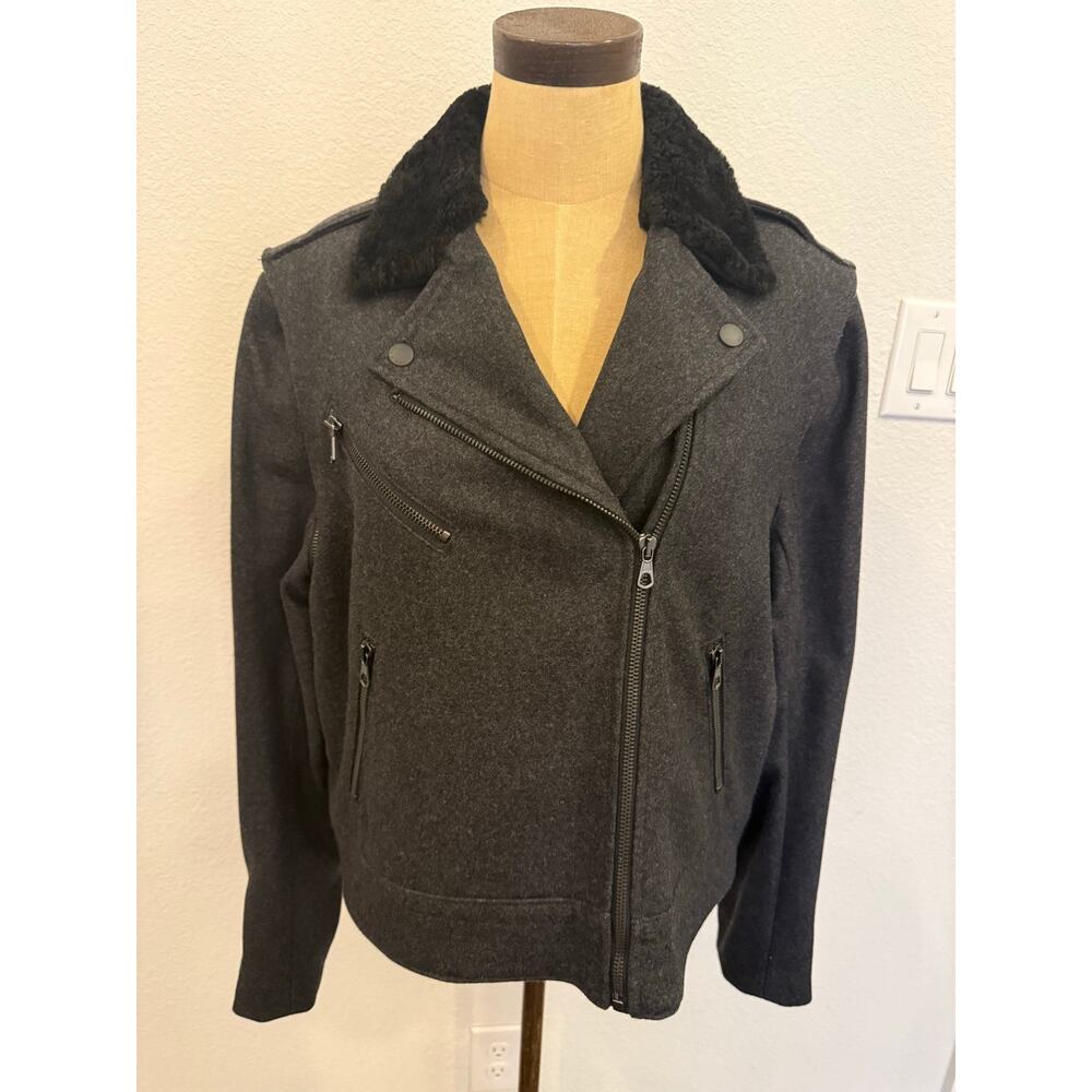 Rag & Bone Black Gray New York Women’s size 12 Wool Blend Jacket Coat